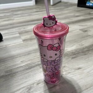 Hello Kitty Pink Clear Acrylic Tumbler with Character Straw Charm